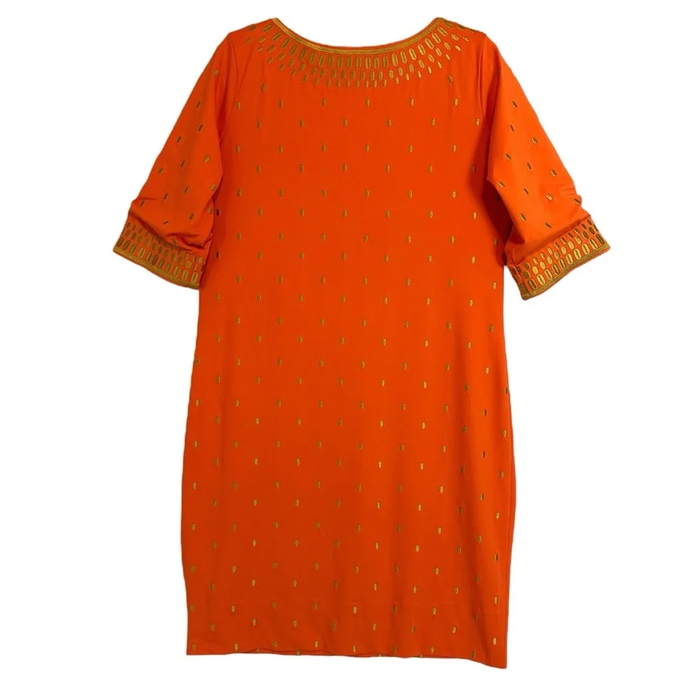 Gretchen‎ Scott Rocket Girl Dress Large Orange Embroidered Tunic Resort NWT